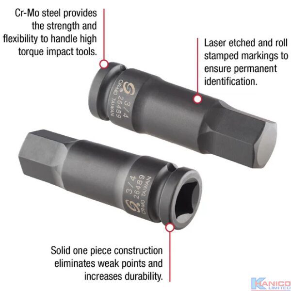 SUNEX 1/2" DRIVE 10PC HEX IMPACT BIT SOCKET SET (SUN2638) - Image 2