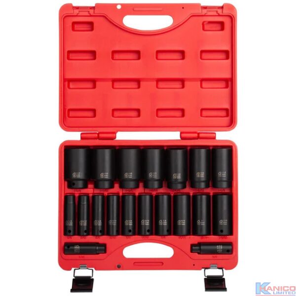 SUNEX 19PC 1/2" DRIVE 6 POINT DEEP IMPACT SOCKET SET (SUN2641)