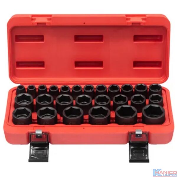 SUNEX 26 PC 1/2" DRIVE METRIC 6 POINT STANDARD IMPACT SOCKET SET (SUN2645)