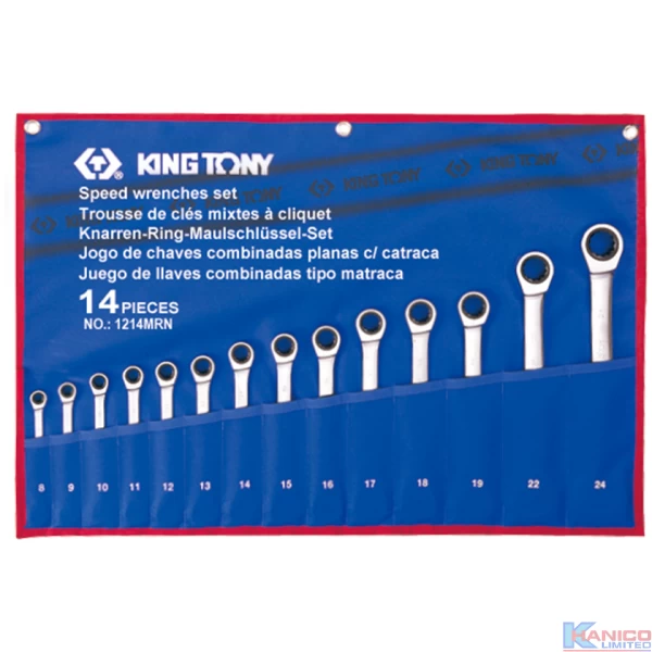 KING TONY 14PC COMBINATION RATCHET SPANNER SET (12114MRN)